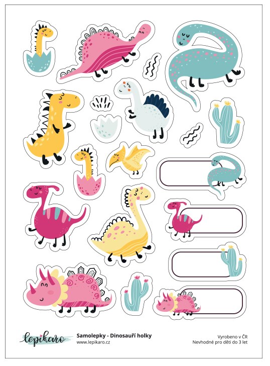Samolepky LEPIKARO - Dinosauři holky - 1 arch