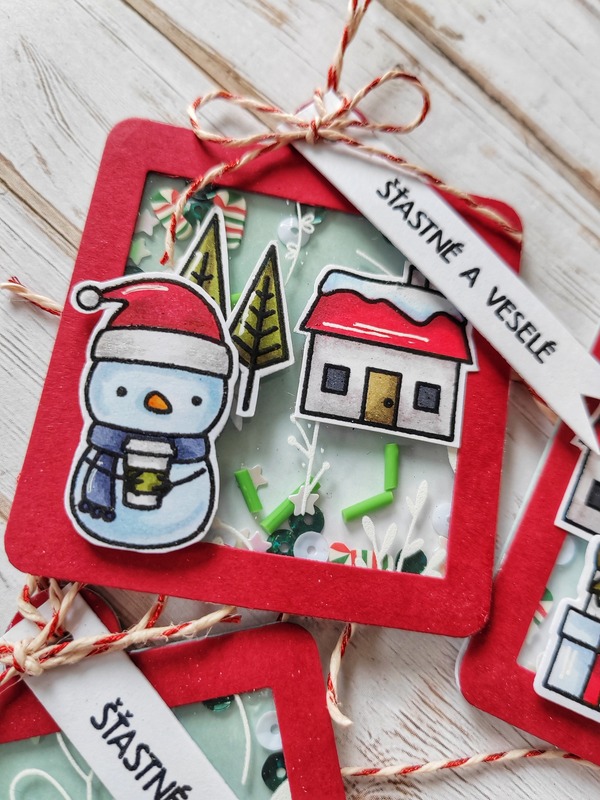 Visačky Sněhuláci - 6 x 6 cm