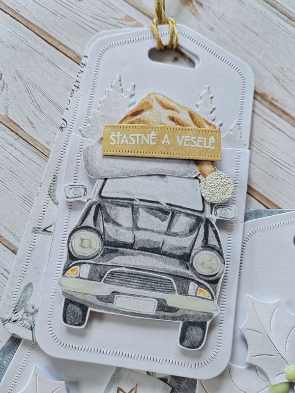 Visačky Louskáček a auto - 11 x 6,5 cm