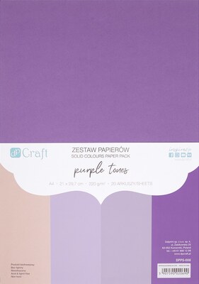Sada barevných papírů tón v tónu A4 dpCraft 220g - fialová - sada 20 listů