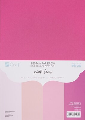 Sada barevných papírů tón v tónu A4 dpCraft 220g - růžová - sada 20 listů