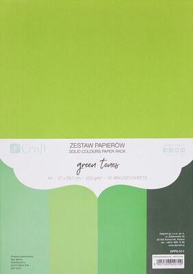 Sada barevných papírů tón v tónu A4 dpCraft 220g - zelená - sada 20 listů