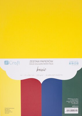 Sada barevných papírů tón v tónu A4 dpCraft 220g - základní barvy - sada 20 listů