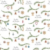 Vánoční balicí papír 70 x 100 cm - 125 g/m2 - Větvičky s ozdobami - 1 arch