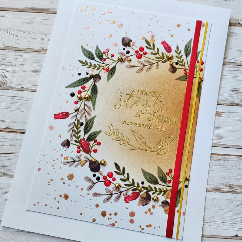 Přání ruční výroba - Věneček - novomanželům