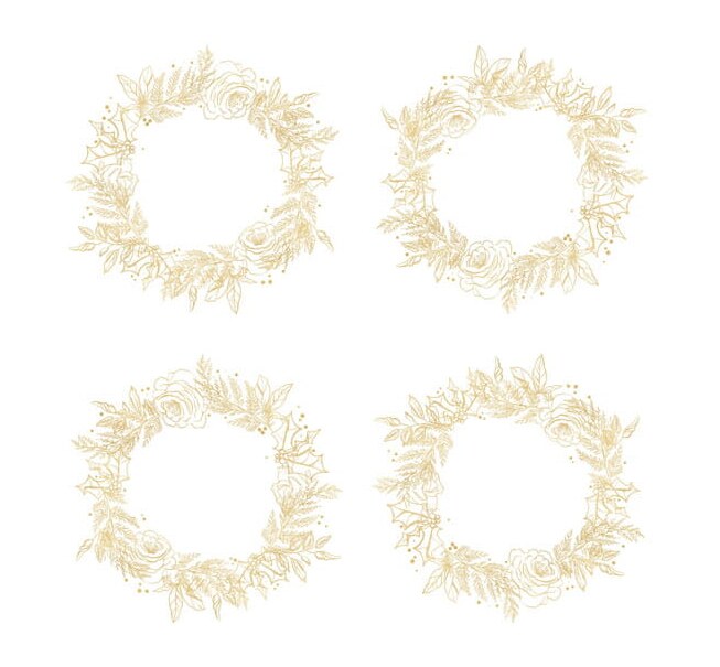 Potištěný papír s vánočními zlatými věnečky 6x6" PAPER HEAVEN - A Christmas Garland - 1 ks