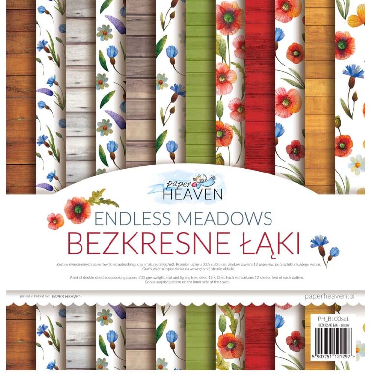 Potištěný papír s věnečky 12x12" PAPER HEAVEN - Endless Meadows - 1 ks