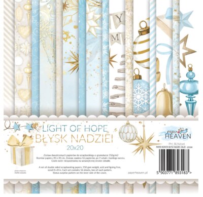 Sada oboustranně potištěných papírů PAPER HEAVEN 20x20 cm - Light of Hope - sada 16 listů