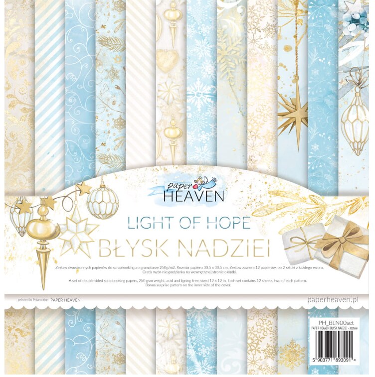 Sada oboustranně potištěných papírů PAPER HEAVEN 12x12" - Light of Hope - sada 12 listů