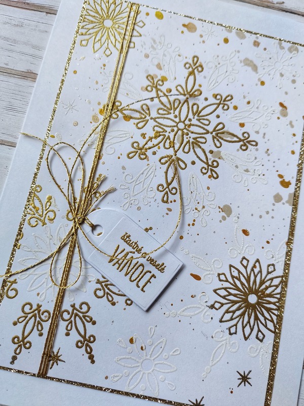 Přání ruční výroba - Zlaté vločky