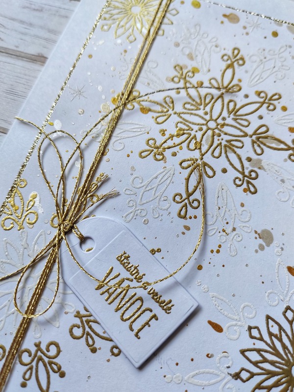 Přání ruční výroba - Zlaté vločky