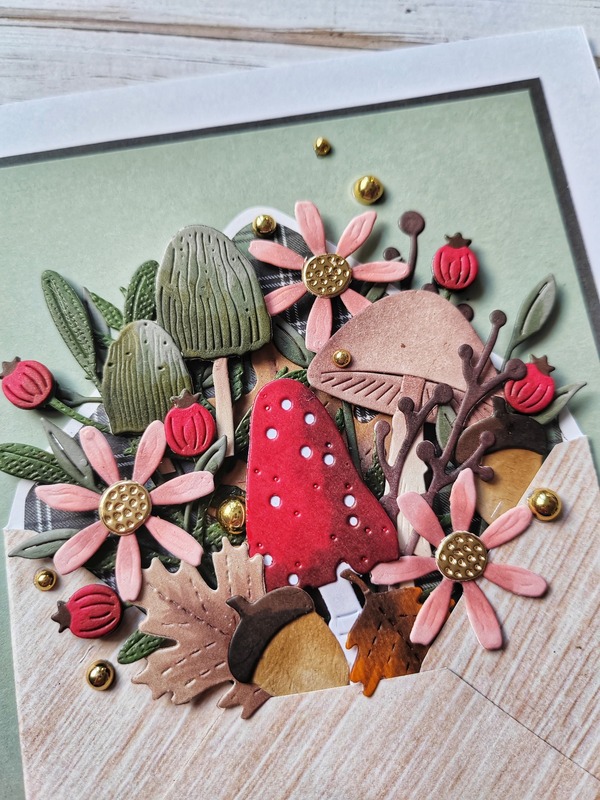 Přání ruční výroba - Podzimní s houbami