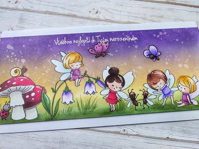 Přání ruční výroba - Víly na louce - 1 ks