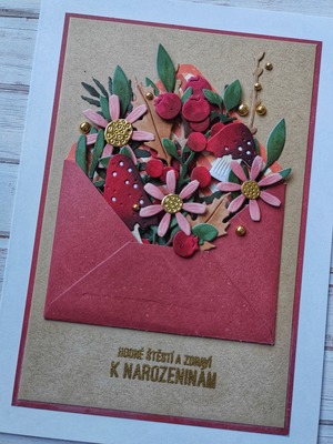 Přání ruční výroba - Podzimní s houbami 2 - 1 ks