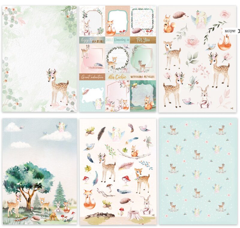 Sada potištěných papírů dpCraft - Magical Forest - sada 20 listů