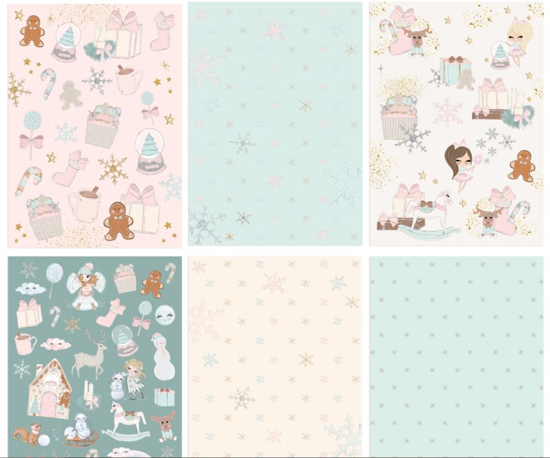 Sada potištěných papírů dpCraft - Frosty Pastels - sada 20 listů