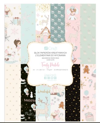 Sada potištěných papírů dpCraft - Frosty Pastels - sada 20 listů