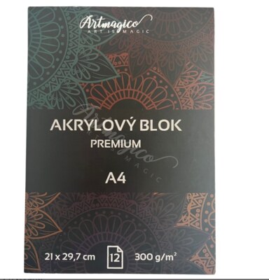 Akrylový blok A4 premium Artmagico 300g/m2 - 12 listů