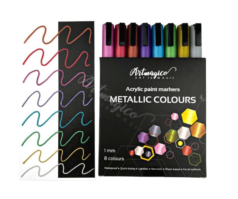 Akrylové metalické popisovače Artmagico 1 mm - sada 8 ks
