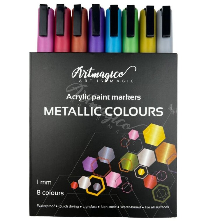 Akrylové metalické popisovače Artmagico 1 mm - sada 8 ks