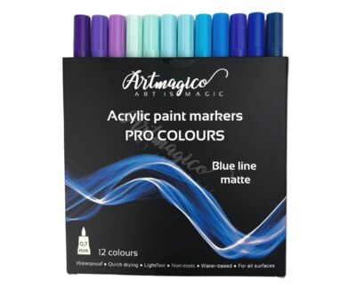 Akrylové popisovače Artmagico PRO modré - sada 12 ks