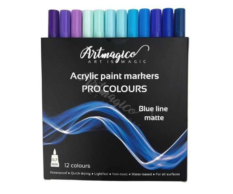 Akrylové popisovače Artmagico PRO modré - sada 12 ks