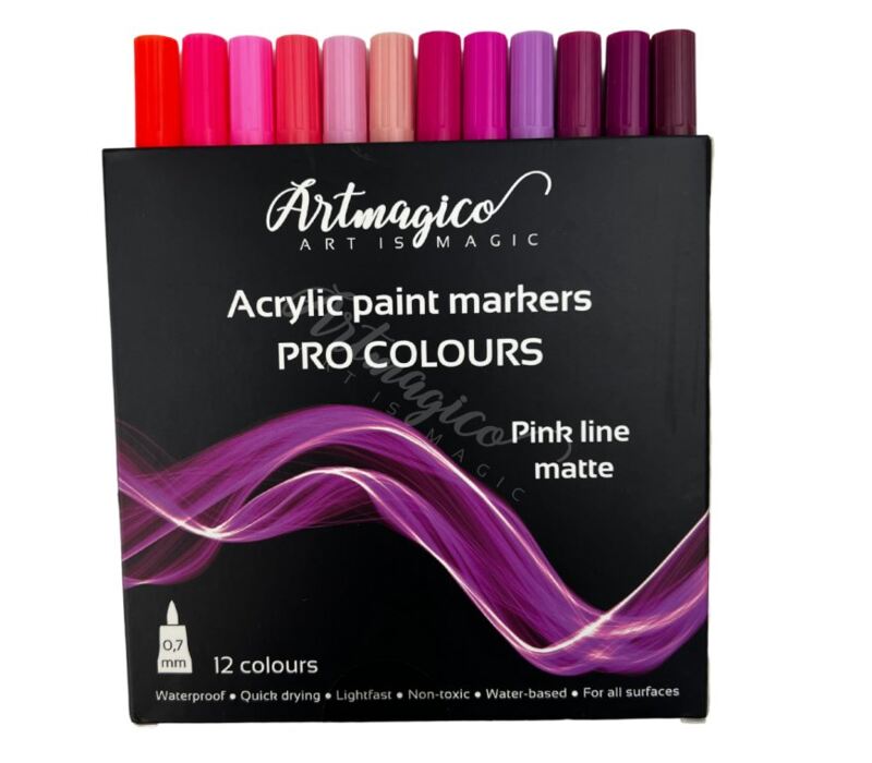 Akrylové popisovače Artmagico PRO růžové/fialové - sada 12 ks