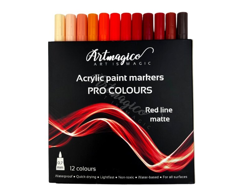 Akrylové popisovače Artmagico PRO červené - sada 12 ks
