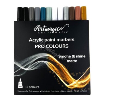 Akrylové popisovače Artmagico PRO smoke & shine - sada 12 ks