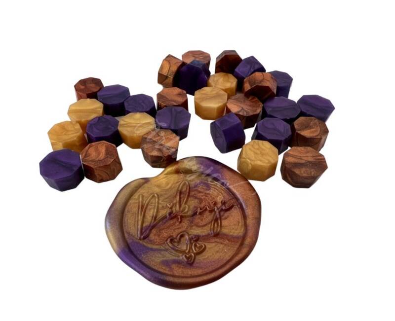 Pečetící vosk Artmagico - fialovo-zlatý mix - balení 100 ks