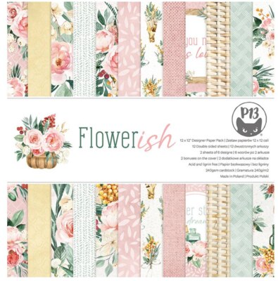 Sada scrapbookových oboustranně potištěných papírů P13 12x12" Flowerish - sada 12 listů