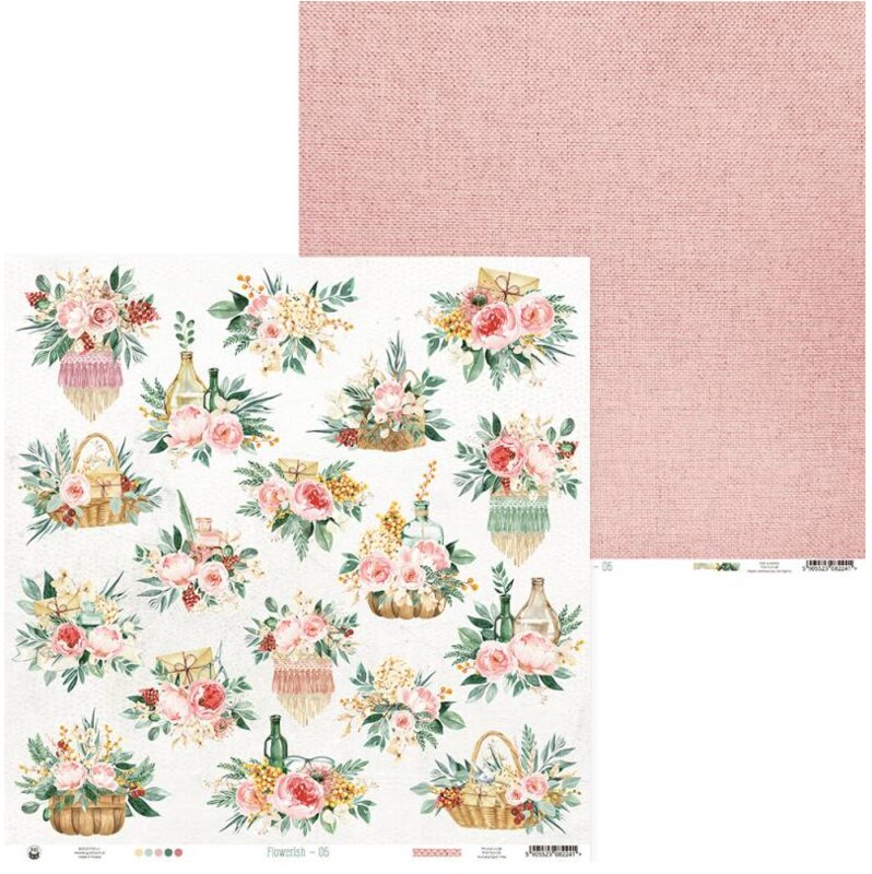 Sada scrapbookových oboustranně potištěných papírů P13 12x12" Flowerish - sada 12 listů