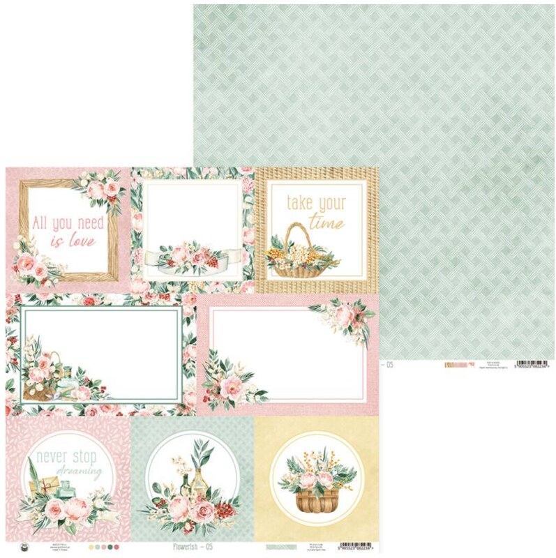 Sada scrapbookových oboustranně potištěných papírů P13 12x12" Flowerish - sada 12 listů