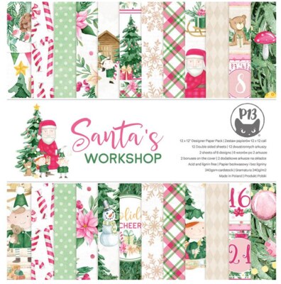 Sada scrapbookových oboustranně potištěných papírů P13 12x12" Santa´s workshop - sada 12 listů