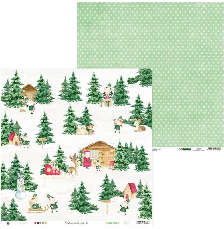 Sada scrapbookových oboustranně potištěných papírů P13 12x12" Santa´s workshop - sada 12 listů