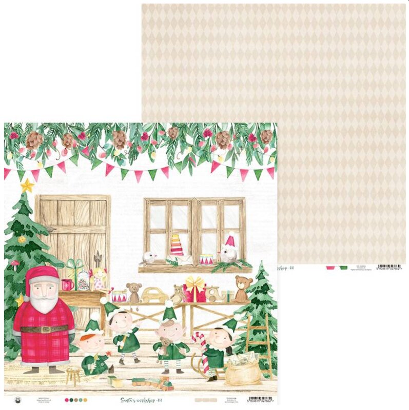 Sada scrapbookových oboustranně potištěných papírů P13 12x12" Santa´s workshop - sada 12 listů