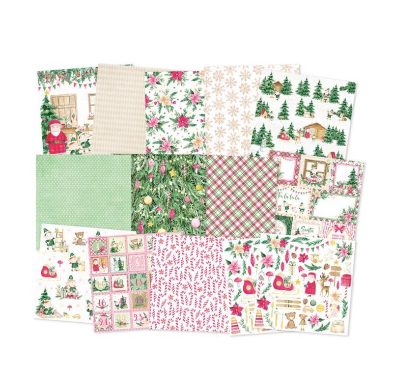 Sada scrapbookových oboustranně potištěných papírů P13 12x12" Santa´s workshop - sada 12 listů