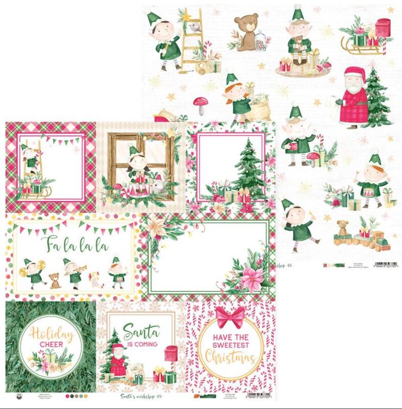Sada scrapbookových oboustranně potištěných papírů P13 12x12" Santa´s workshop - sada 12 listů