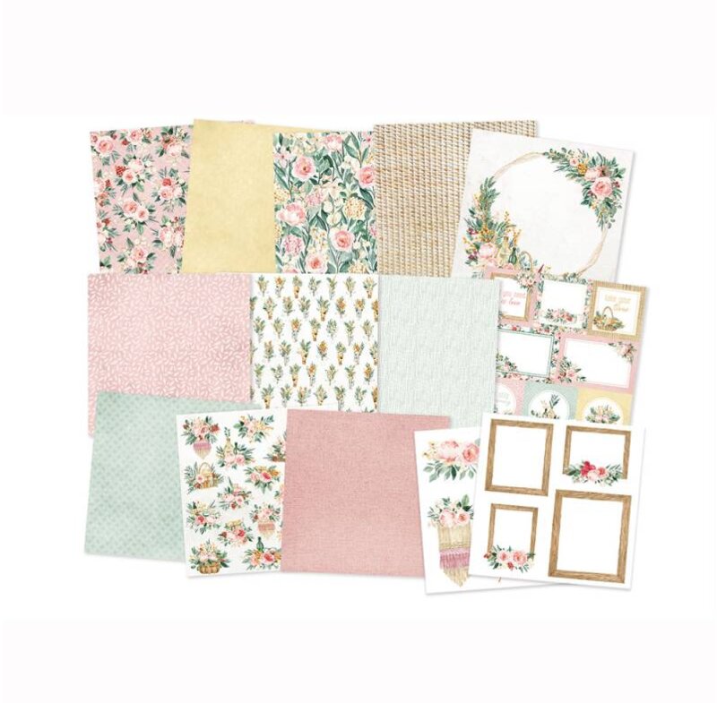 Sada scrapbookových oboustranně potištěných papírů P13 6x6" Flowerish - sada 24 listů