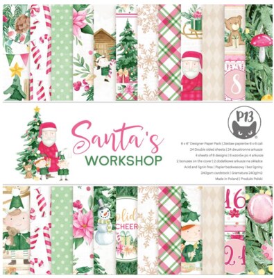 Sada scrapbookových oboustranně potištěných papírů P13 6x6" Santa´s workshop - sada 24 listů