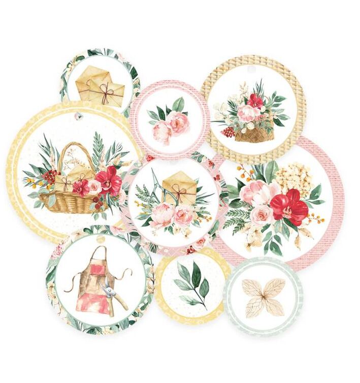 Dekorativní visačky kulaté P13 - Flowerish