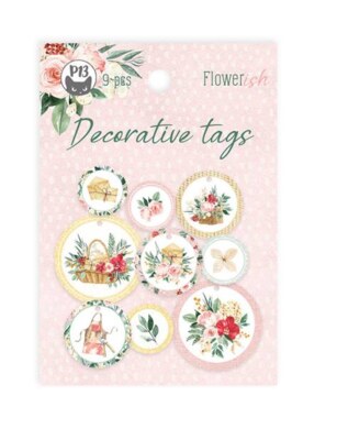 Dekorativní visačky kulaté P13 - Flowerish
