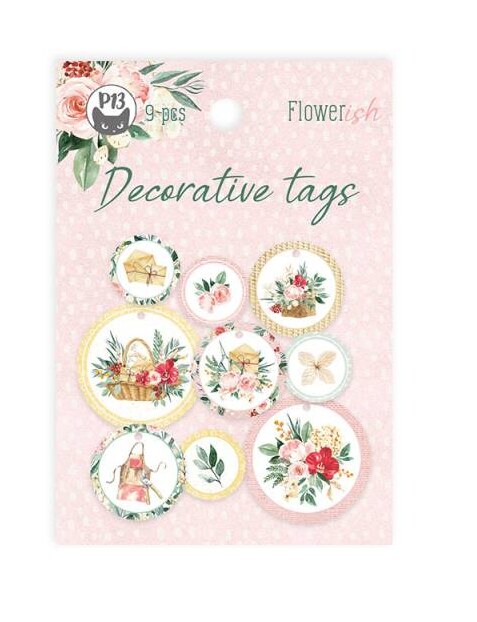 Dekorativní visačky kulaté P13 - Flowerish