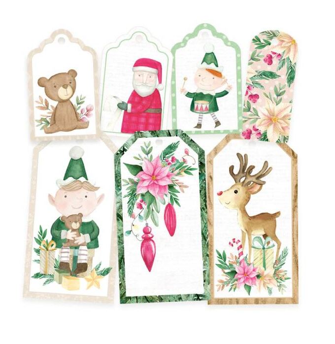 Dekorativní visačky P13 - Santa´s workshop - sada 7 ks