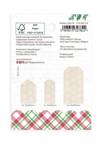 Dekorativní visačky P13 - Santa´s workshop - sada 7 ks