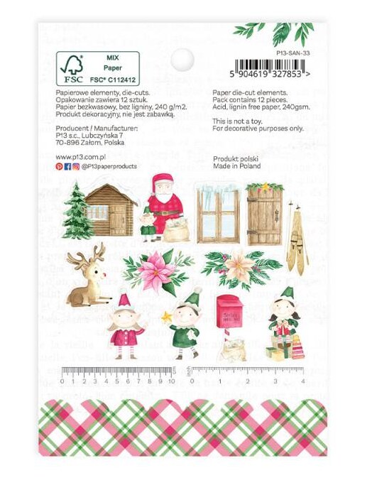 Papírové výseky P13 - Santa´s workshop - sada 12 ks