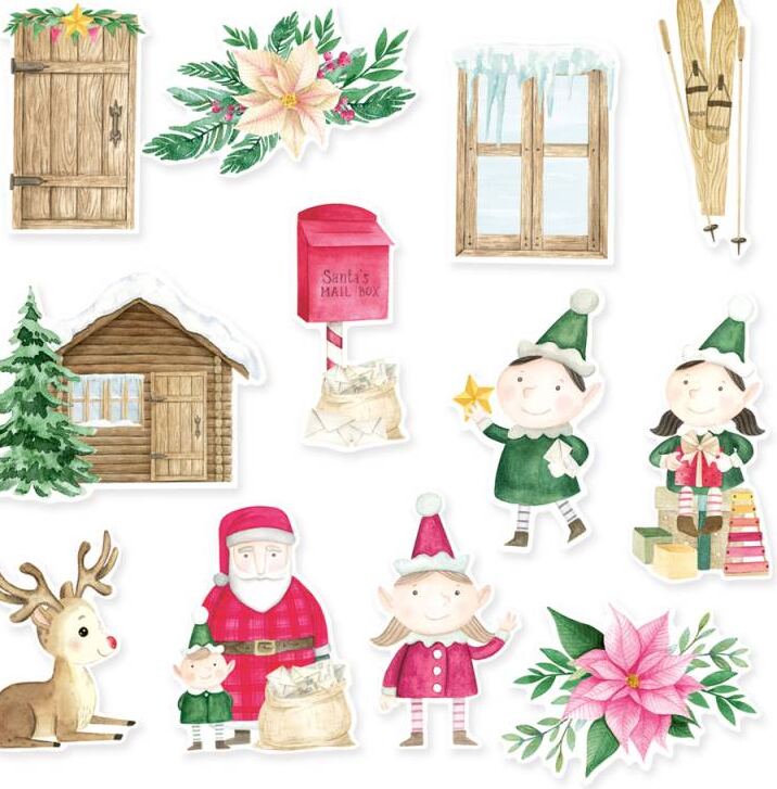 Papírové výseky P13 - Santa´s workshop - sada 12 ks