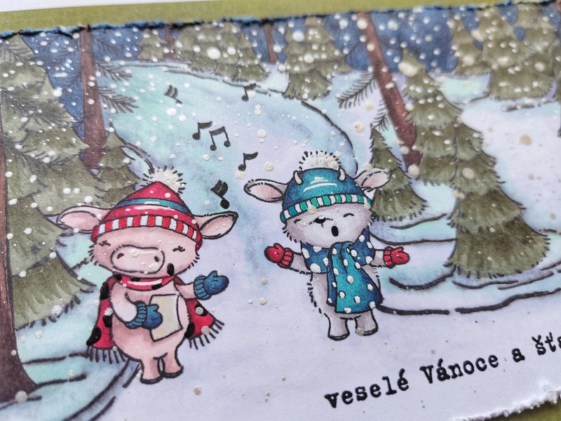 Přání ruční výroba - Koledy v lese - 1 ks