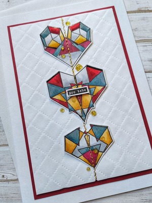 Přání ruční výroba - Srdce origami - 1 ks