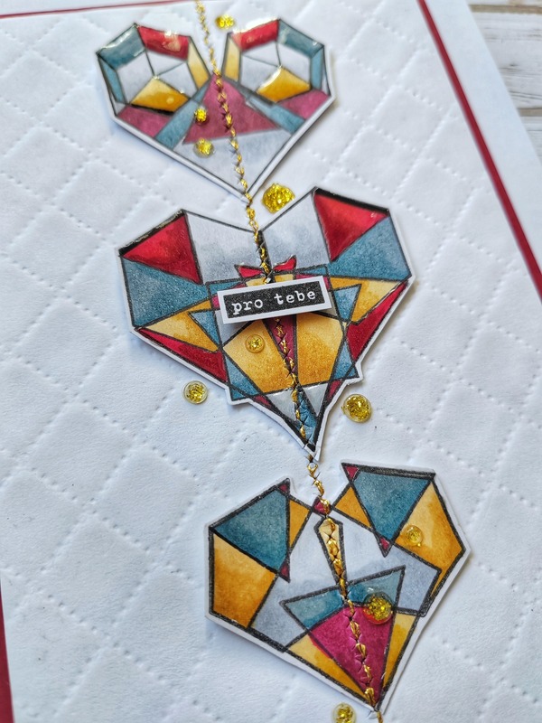 Přání ruční výroba - Srdce origami - 1 ks